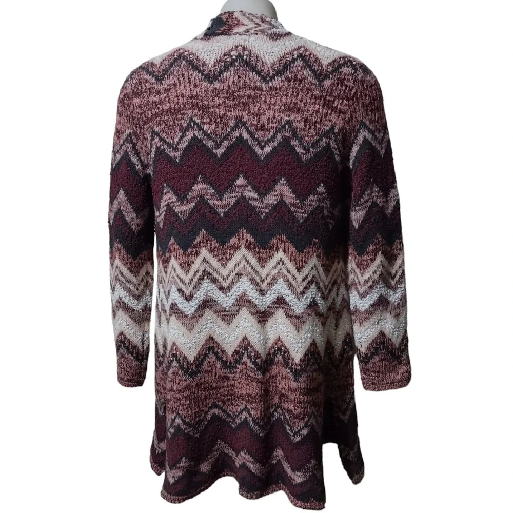 Hannah Cardigan Women's XL Open Front Long‎ Duster Colorful Sweater Side Slits